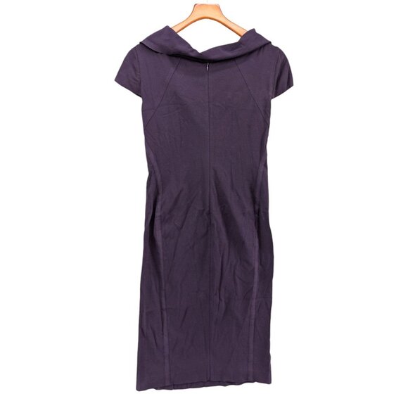 Donna Karan Sheath Dress Purple Short Sleeve Wool Blend Knee Length Size 6 - Picture 2 of 13